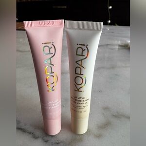 Kopari Lip Love Balm Duo set in Pink strawberry spf 30 and vanilla